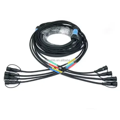 4 Channel CAT6 Tactical Network Breakout Cable, Waterproof RJ45 Connector, Stage Multi-Way Network Snake Cable