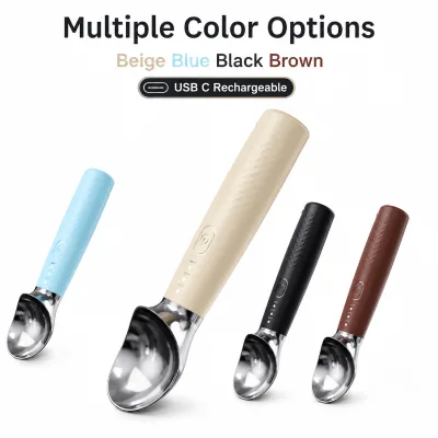 Rechargeable Heated Ice Cream Scoop With 2600mAh Battery 3 Temperature Settings for Hard Ice Cream Dessert Serving Tool