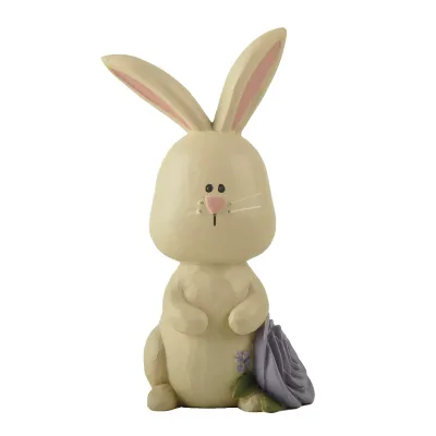Eco-friendly Purple Flower Resin Material Easter Bunny Craft Use Rabbit Shape for Gifts
