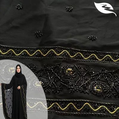 Viral TikTok Style Black Embroidery Fabric with Beads Sequins Soft Breathable Material for Party Dresses