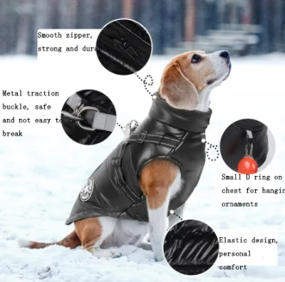 Custom Size Cold Weather Windproof Reflective Waterproof Pet Jacket Dog Vest Thickened Warm Dog Winter Coat
