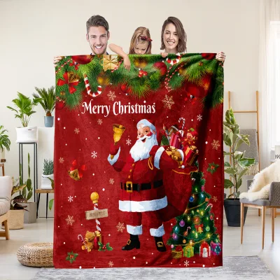 Christmas Polyester Throw Blanket Thickened Eco-Friendly Festival Solid Print for Sofa Soft Cozy Nap-Four Seasons Use  Holiday