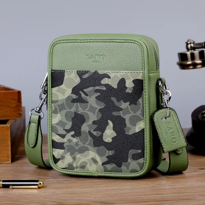 SH273 Mens Casual PU Crossbody Square Bag Multi-Functional Ultra-Lightweight for Work Shoulder/Crossbody Phone