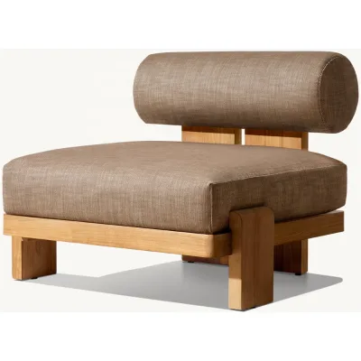 High-End Teak Wood Single Sectional Sofa Stylish Design Outdoor Comfort Hotels Bedrooms Gardens Courtyards Farmhouses Apartments