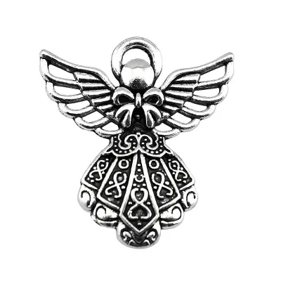 Angel Charm Pendants Silver Religious Charms for DIY Jewelry Making Supplies Alloy with Outstretched Wings