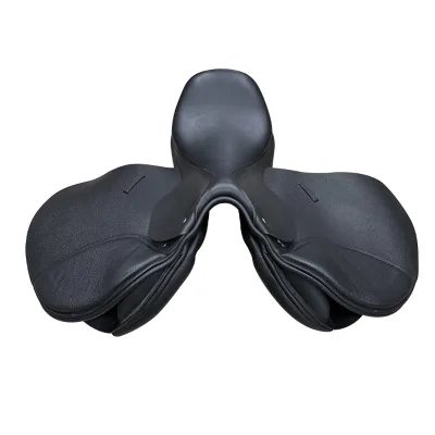 High Quality Removable Black Leather Rocking Synthetic English Saddle Nickel-Plated Hardware for Horse Racing Dressage Saddle