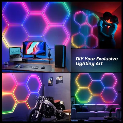 JJX Hexagonal Detail Workshop Lights Automotive Workshop and Garage Honeycomb Lights Led RGB Work Ceiling Lights