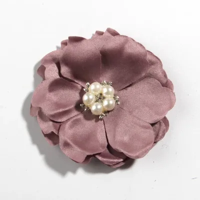 8cm Felt Fabric Chiffon Handmade Flowers DIY Fashion Rhinestone Pearl Headdress Flowers