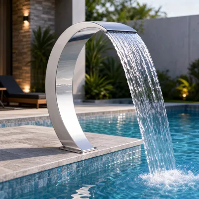 Stainless Steel 316 Waterfall Spillway with Silver Finish for Swimming Pool Spa & Garden Landscape Decoration