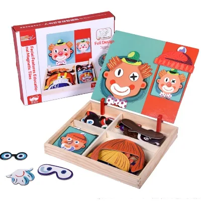Magnetic Dress Up Face Puzzle Toy Educational Matching Board with Storage Box for Kids 3+