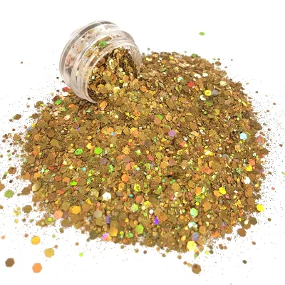Bulk Hexagon-Shaped Holographic Chunky Glitter New Polyester Material Rose Number Christmas Valentine's Day Christmas Crafts