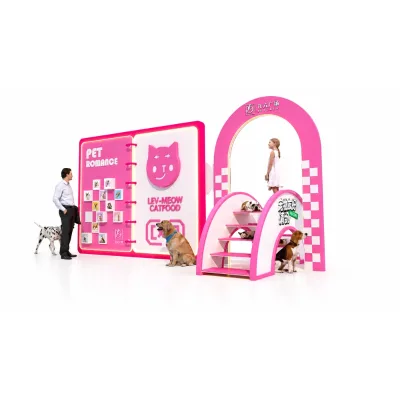 Pink Themed Pet Playground, Durable Anti-UV Agility Equipment for Small Pets Outdoor Playing and Training