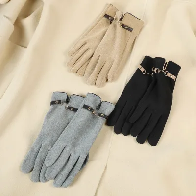 Windproof and Cold-resistant Gloves with Metal Fasteners for Autumn and Winter, Thickened for Warmth and Cycling