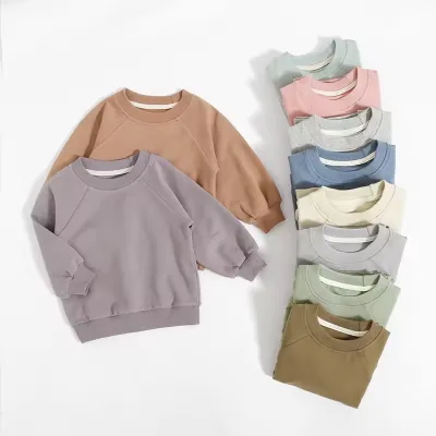 Kids Toddler Baby Clothing Candy Color Long Sleeve 95% Organic Cotton Baby Hoodie Clothes