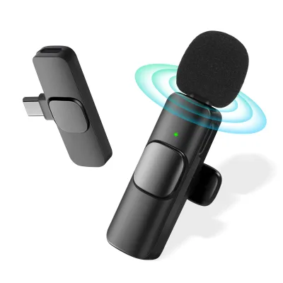 2.4GHz Rechargeable Wireless Mini Lavalier Microphone Plug-and-Play Recording Device OEM Noise Cancelling Feature 10 Plastic