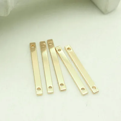Jewelry Supplies Brass 2mm Blank Horizontal bar Connector With Two Holes Gold Rectangle bar Charms