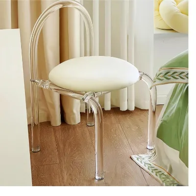 Modern Minimalist Clear Vanity Chair for Display Fashion Style Makeup Comfort Chair for Bedroom Dining Room or Office