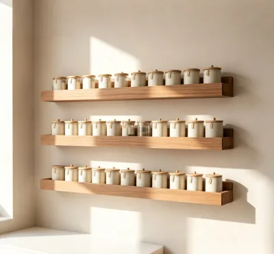 Kitchen Rectangle Wall Mounted Spice Rack Home Decoration Spice Display Shelf for Kitchen Organization