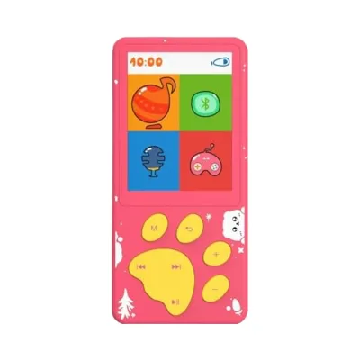 32GB Pink Plastic Kids MP3 Player for 2.4 Inch Color Screen Soothing Sound Voice Recorder Expandable 128GB 3D