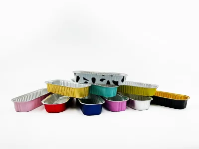 Medicinal Disposable Aluminum Foil Tray Custom Printed Bottle Cap Thermal Bag Rectangle Mini Loaf Pan Metal