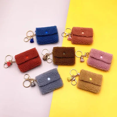 Mini Coin Bag Wallet Keychain Cute Backpack Pendant Cable Organizer Storage Bag Charm Money Bag Plush Velvet Keychain Chaveiro