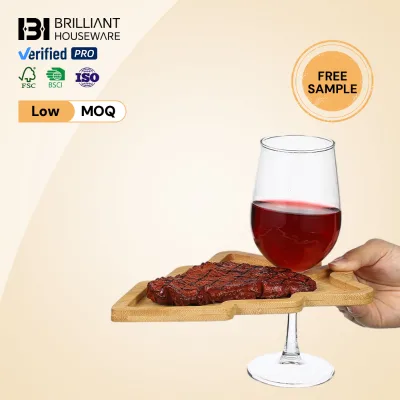 BH Christmas Wine Appetizer Plates with Wine Glass Holder and Box Gifts for Xmas Holiday