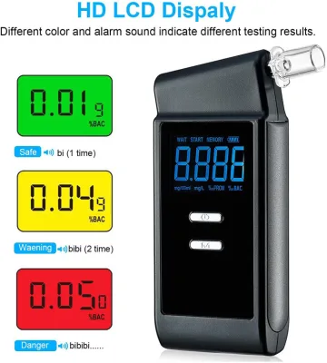 Professional Commercial Digital Fuel Cell Electrochemical Breath Tester High Precision Black Alcohol Detector Monitor