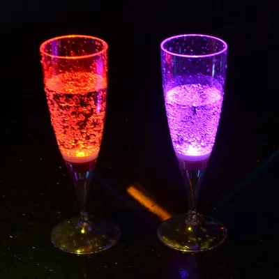Custom LOGO Liquid Activated Led Flash Light up Plastic Cup Glowing Led Drinking Champagne Glasses Home Bar Special Occasions