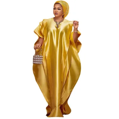 2025 Fashionable African Woman Dress Solid Color Plus Size African Party Dress Ethnic Style Elegant African Dresses for Women