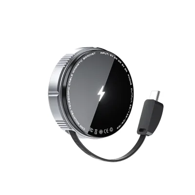 15w Fast Car Magnetic Wireless Charger Built in 70cm Type C Cable Air Outlet Phone Holder with Universal Retractable Cable