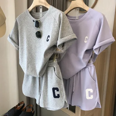 High Quality Woman 2 Piece Shot Set Outfits Women Casual 2023 Cotton Top Shirt and Shorts Set Women