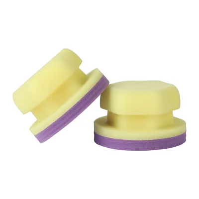Ifoamteh Custom Logo Engraving Hex Grip Tire Waxing Sponge Pad Car Tire Shine Handle Tire Dressing Applicator Sponge