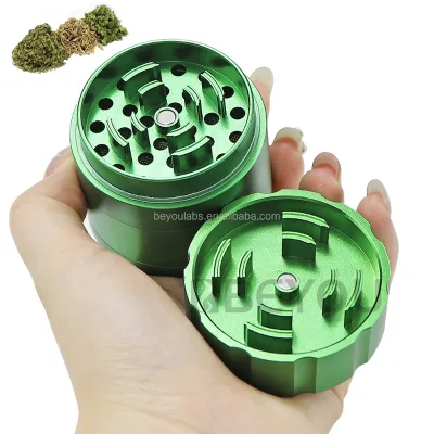 Green Custom Logo Portable 63Mm 4 Layers Metal Mini Magnetic Herb Grinder With Storage