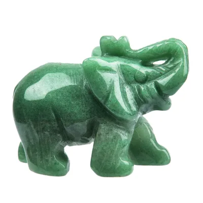 100% Natural Gemstone Green Jade Carved Elephant Statue Green Stone Elephant Statue Green Aventurine Elephant Crafts