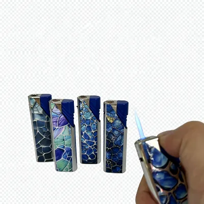 Luxury Metal Windproof Lighter Durable Refillable with Classic Leather Texture Design for Party Occasions