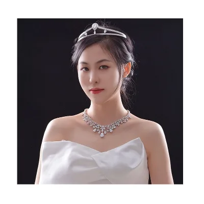 Romantic Retro Zirconia Diamond Bridal Hair Accessories for Girls 925 Sterling Silver Wedding Party Princess Tiara Bridal Crown