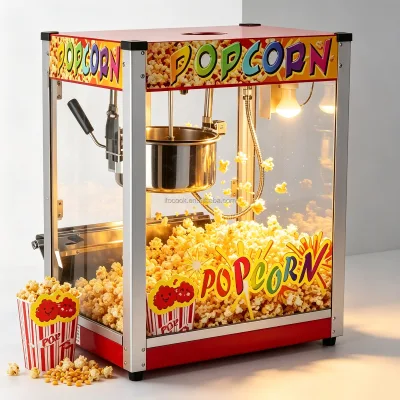 Cinema Popcorn Maker Machine Flat Top Vending Machine with Sugar Coating Bakery Use 304 Stainless Steel Automatic Stirring