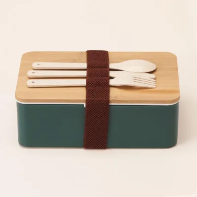 IN-style Japanese Compartments Lunchbox with Microwave Portable Bento Box Heatable Student Office Fork Spoon Knife Lids