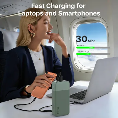 NOBIS Laptop Bank 65W PD3.0 20000mAh Li-Polymer Battery Type-C/USB Portable Fast Charging for MacBook Pro Steam Deck iPhone