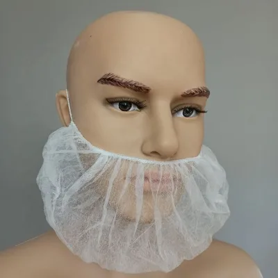 Disposable Non Woven Beard Cover White Mesh Detectable Disposable Beard Net Covering