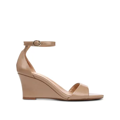Custom Wedge Sandals Manufacturer Summer Women Daily Wear Open Toe PU Wedge Sandals Custom Summer Ankle Straps Wedge Sandals