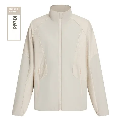 ONTHEWAY Unisex Bomber Jacket Outdoor Sports Stand Collar Zipper Closure Thin Long Sleeve Summer Anti-Bacterial 100% Polyester