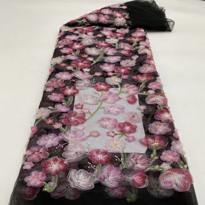 New-style Printed Embroidery Rice-grain Beads Bubble Beads Dress Blouse Evening Gown 100% Acrylic Fabric