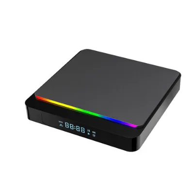 Tv box with dynamic RGB light good heat dissipation design 4K android tv box support dual band wifi