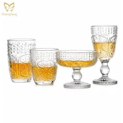 Hotel Exclusive Palace Style Drinkware Set Highball Glass Ice Cream Bowl Red Wine Glass Champagne Flutes