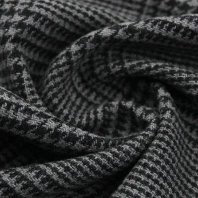 Fashionable High Quality Suit Gray Black Dobby Windproof Acrylic Wool Poly Thermal Fabric Yarn Dyed Check Polyester Fabric
