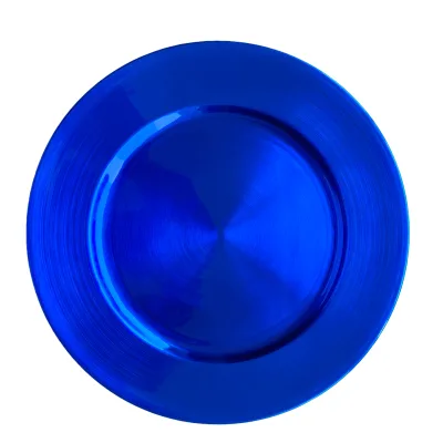 Hot Sell Cheap Factory Wholesale Assiettes Incassables Custom Navy Blue Rim Plate Round Circle Plain 13" Charger Plates