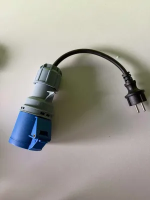 Schuko Plug to CEE Industrial Socket Adapter Cable 16A 32A 230V IP44, EU Schuko Male to Blue CEE Female Converter