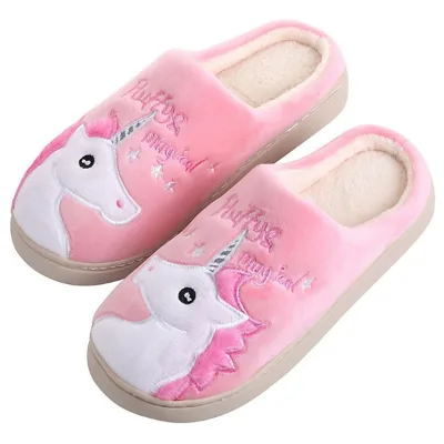 LK Non-slip Winter Animal Woman House Plush Slippers Comfort Soft Warm Slippers