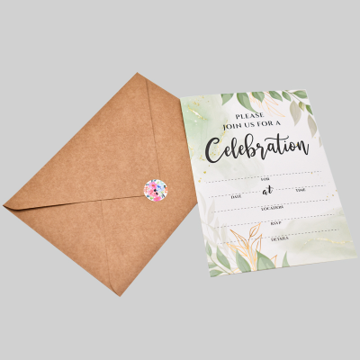 Low MOQ Customized Logo Eco-friendly Art Paper Material Greeting Cards Invitation Letter With Envelope